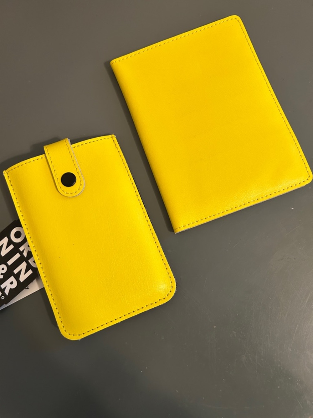 Bright Yellow NWT Leather Passport Holder & Card Case Set